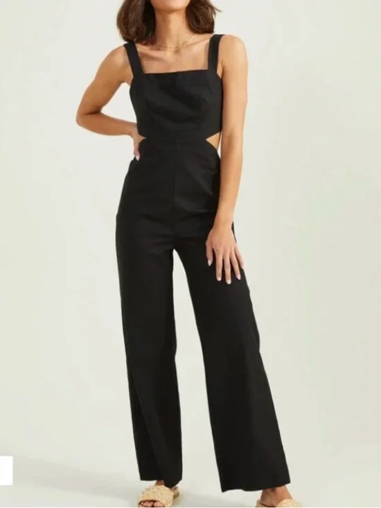 Altar'd State Black Square-Neck Wide-Leg Cutout Jumpsuit - Picture 1 of 11